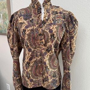 Vintage Miller Stockman Paisley Blouse – Ruffle Collar‎ – Size 11/12